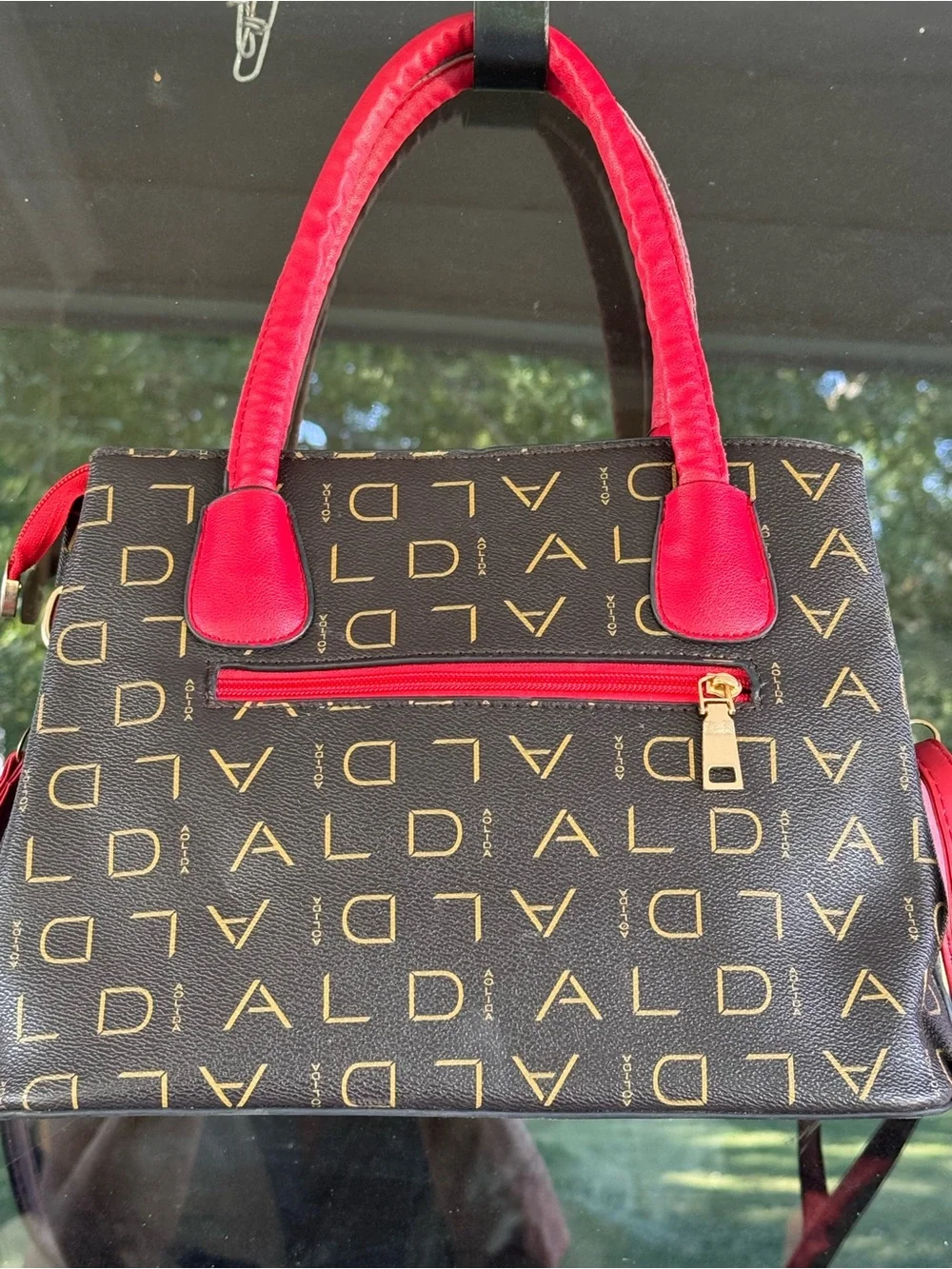 Aldo Brown Logo Satchel with Red Trim - Picture 7 of 7